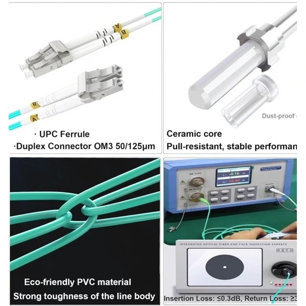 OM3 LC to LC Fiber Optic Patch Cable 5 Packs Of 5. 25 Total